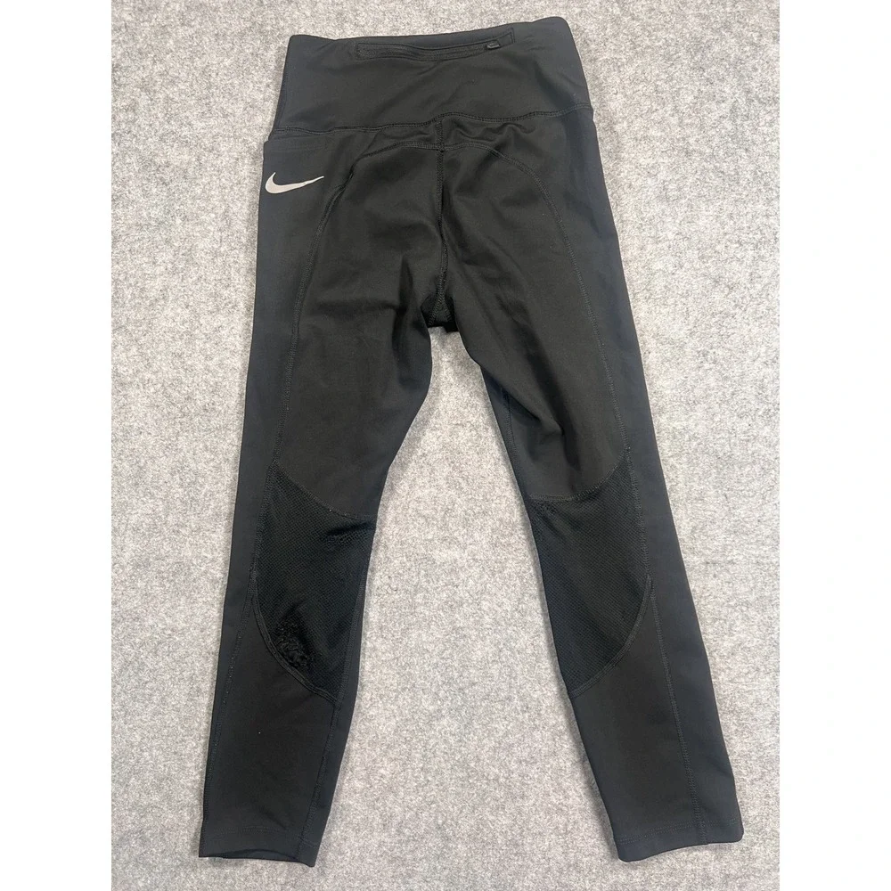 Nike Dri-FIT Running Leggings XS Black Mesh‎ Panels Pocket